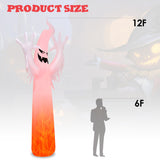 12 ft Giant Halloween Ghost Inflatable with LED Flame Lights